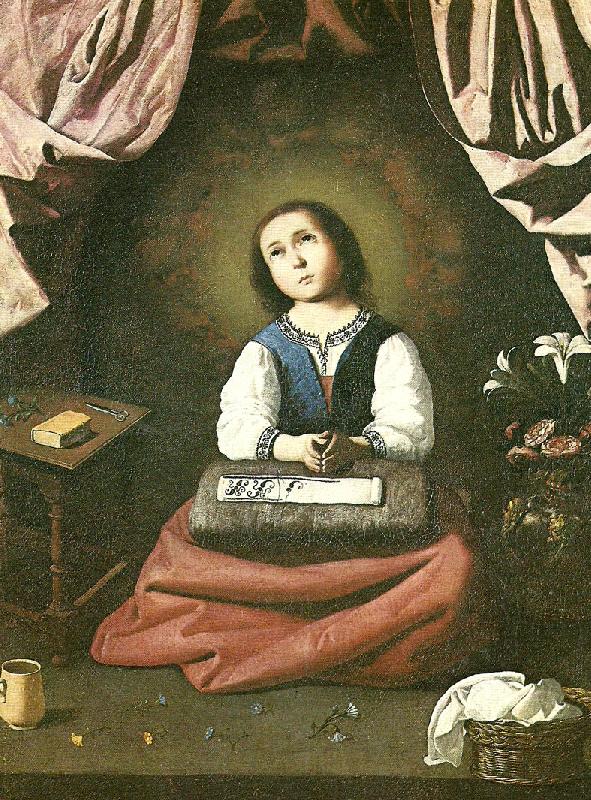 Francisco de Zurbaran the virgin as a girl, praying